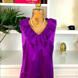 Limited Fuchsia Ruffle V-Neck Sleeveless Top